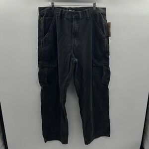 Vans Off The Walls Loose Tapered Service Cargo Black Pants Men's 38 NWT Baggy